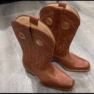 Classic Brown Leather Cow Girl Boots